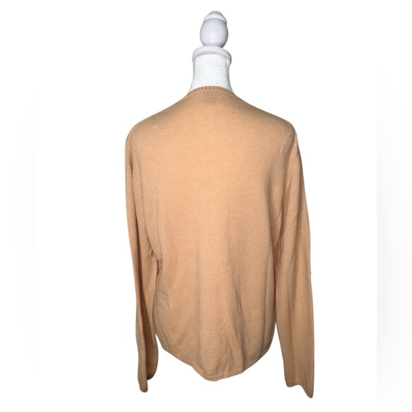 MAG for Bloomingdale’s Classic Crewneck Button-Front Tan Cashmere Luxe Cardigan - Picture 5 of 9